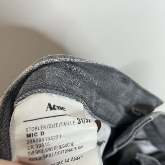 Acne Mic D Jeans Gray Mens 31x27 Hemmed Rigid Distressed Straight Leg - Picture 10 of 10